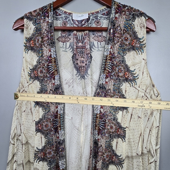 CAMILLA FRANKS Designer Multiwear‎ Long Vest Embellished Silk Cream Women One Sz - Picture 13 of 16